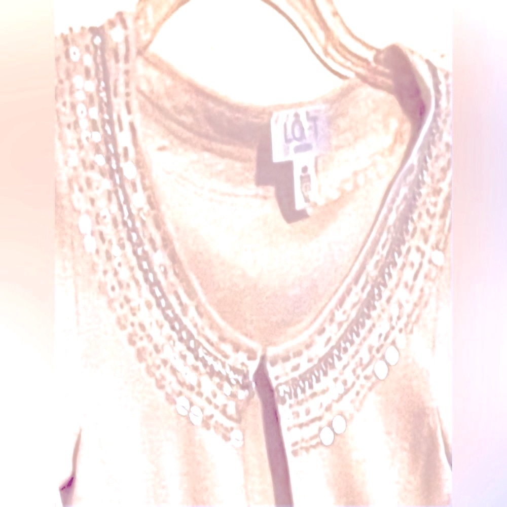 Lovely Loft Off-White Sweater with Sequins on Neckline, Size M